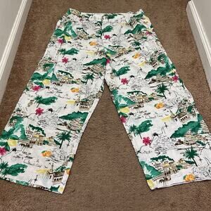 Cynthia Rowley Linen Pants Wide Leg Almalfi Coast Size XL